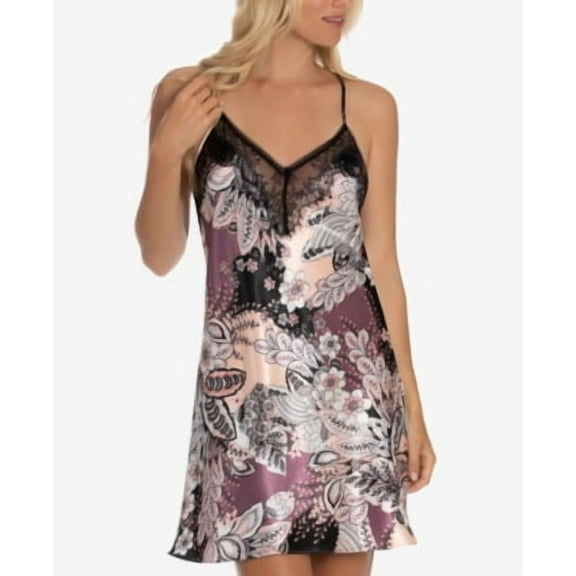 Linea Donatella Max Paisley Charmeuse Satin Chemise, FLORAL PINK