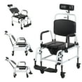 thumbnail image 2 of Trendix Multifunctional Shower Commode Chair with Wheels, Adjustable Backrest 90-140° & Removable Headrest, Mobile Toilet Seat with Brakes for Home Bathroom Use, 330 lbs Capacity, 2 of 8