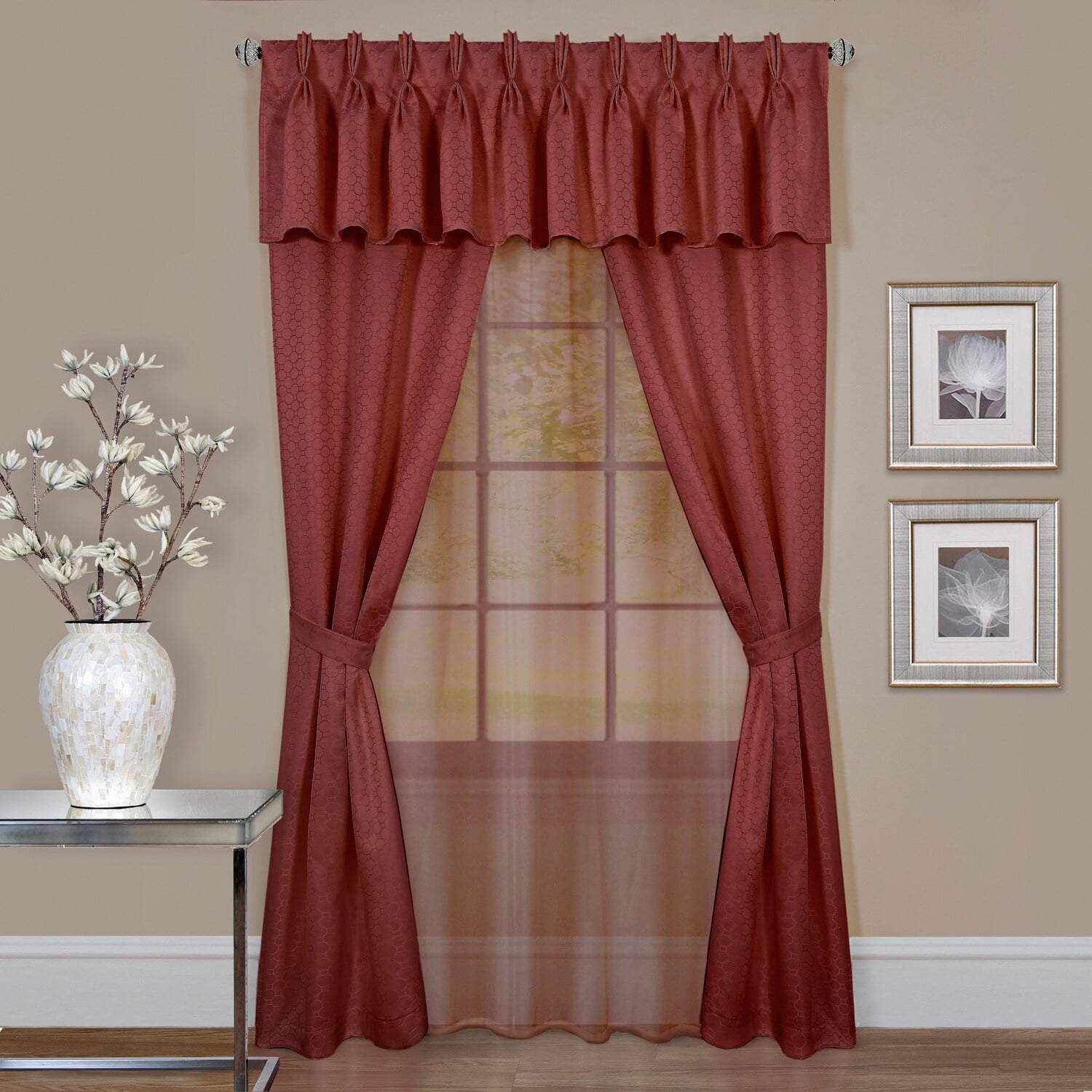 Achim Modern 6 Piece Geometric Light Filtering Curtain Set