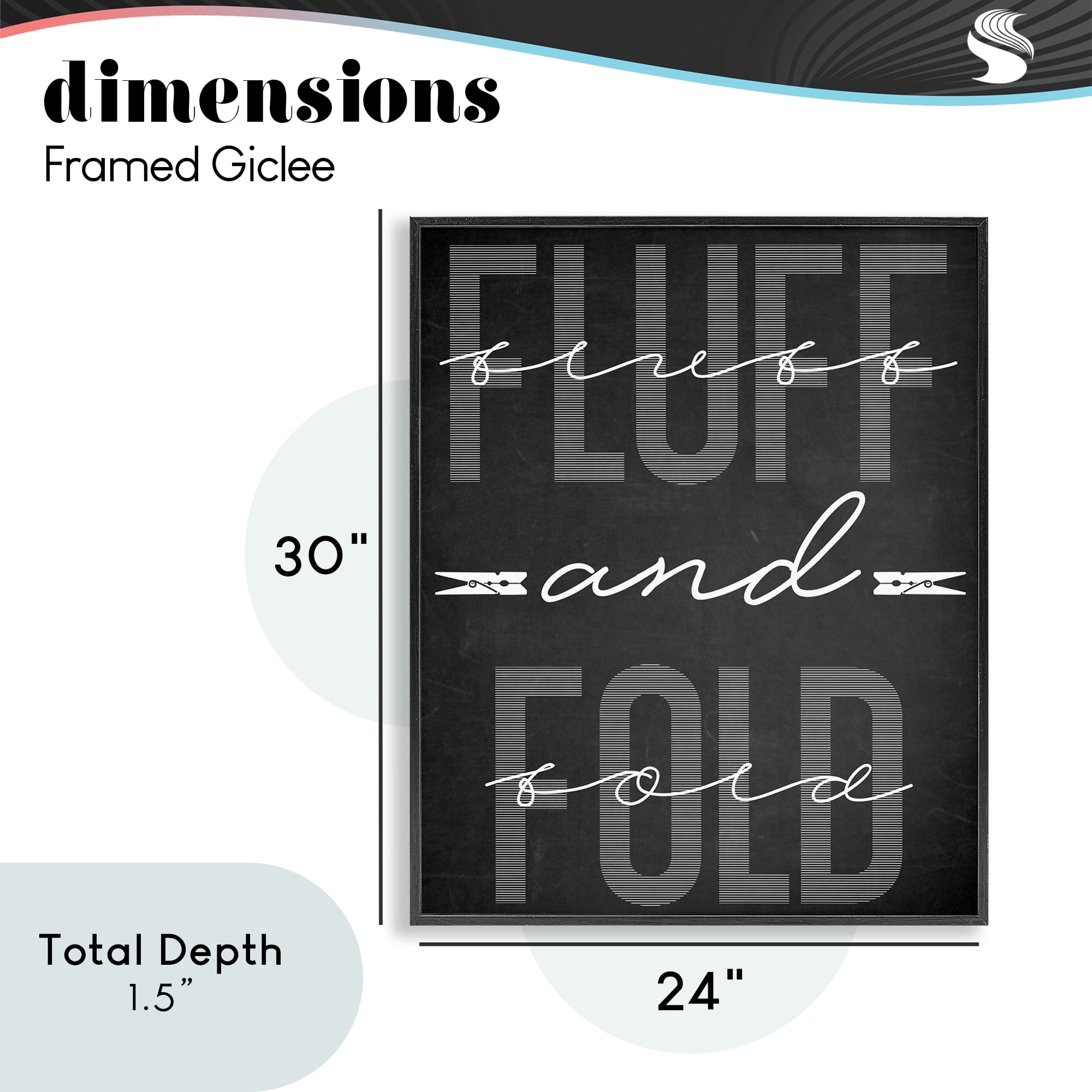 Fluff & Fold Black Minimal Black Framed Giclee Art, design by Marcus Prime