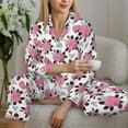thumbnail image 5 of JUNZAN Rose Flowers Print Womens Pajama Sets,Long Sleeve Button Down for Women Pjs 2 piece, 5 of 7