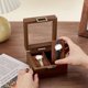 thumbnail image 3 of Caja de madera para guardar relojes con 2 compartimentos. Estuche expositor de madera color marrón coco con ventana de cristal. Regalo ideal., 3 of 5