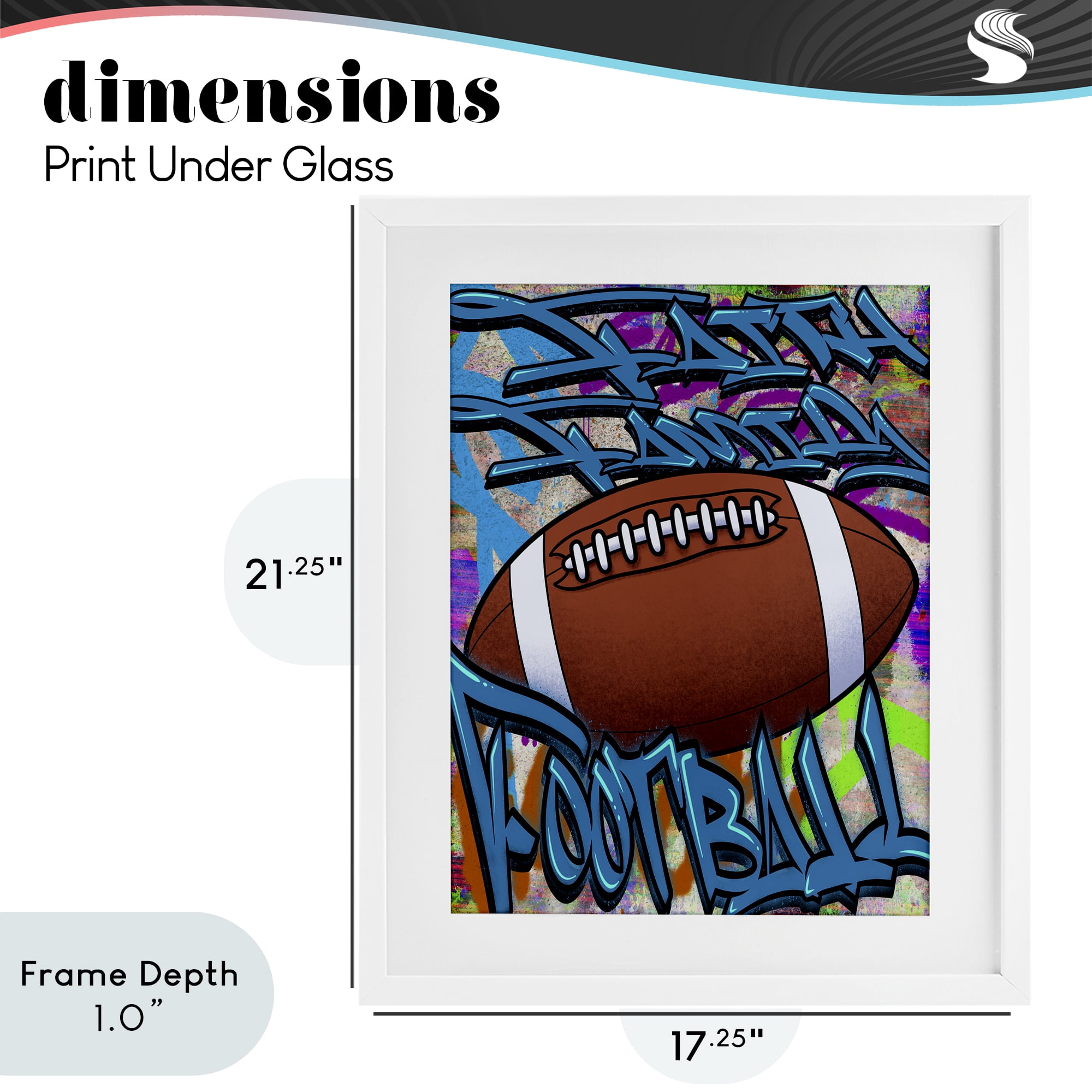 Stupell Industries Faith Family Football Graffiti White Framed Print Under Glass, design by Marcus Prime