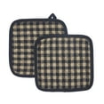 thumbnail image 2 of VHC Brands Cotton Pot Holder Set of 2, Heat Resistant, Kitchen Potholders, Black Check Collection, Square 8x8, Country Black, 2 of 3