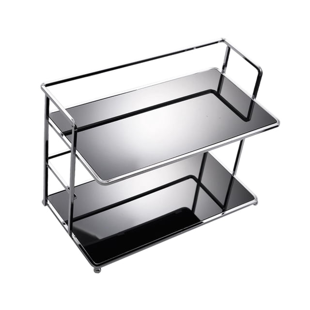 Organizador de escritorio para maquillaje, 2 capas, para cosméticos y papelería Negro