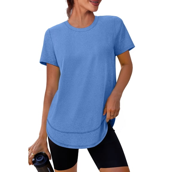 Ronuti Womens Workout Tops Activewear T-Shirts Short Sleeve Sun Protection Quick Dry Spring Summer