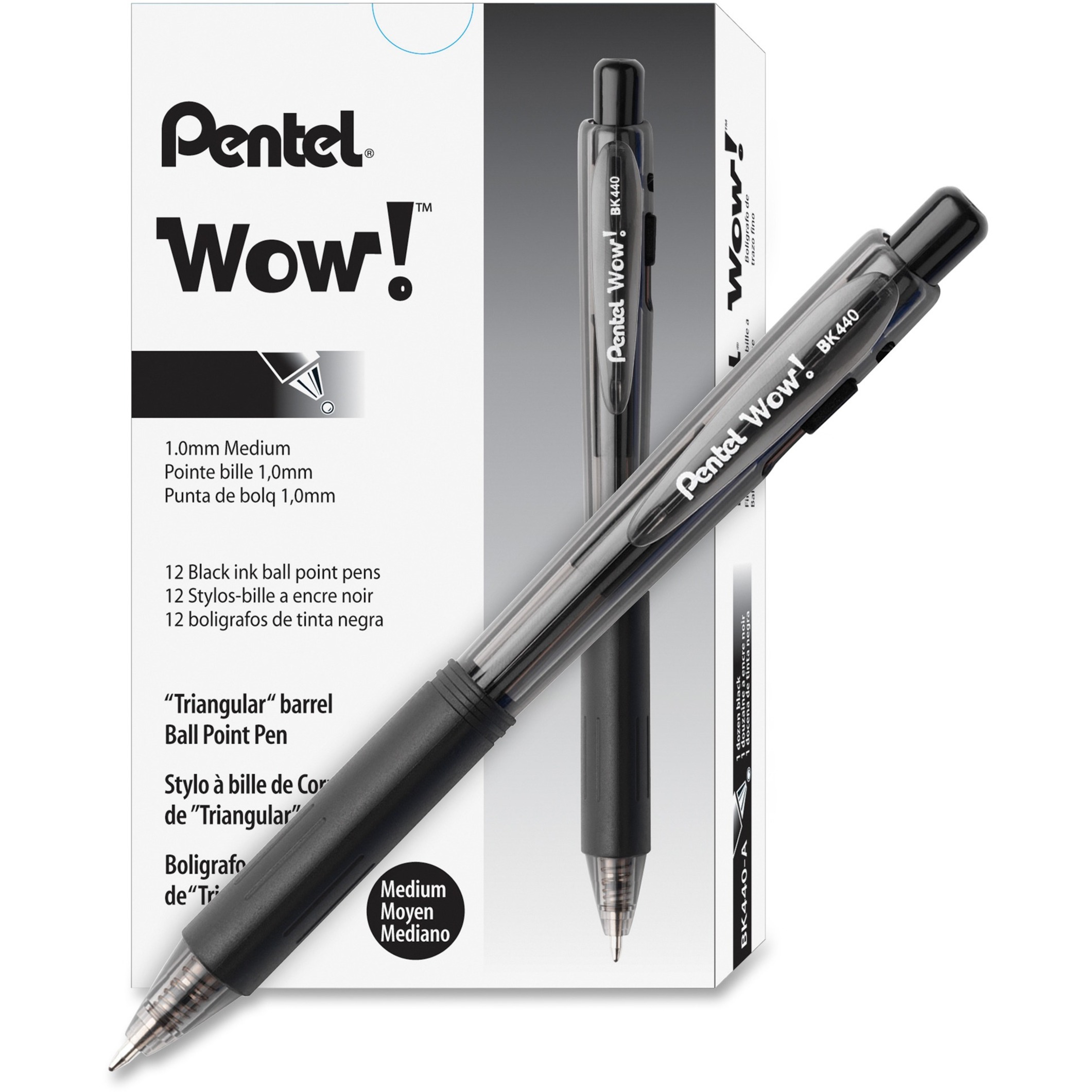 Medium Line Details about  / Pentel WOW Retractable Ballpoint Pens 18-Pack Black Ink