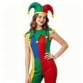 thumbnail image 2 of Clown Costume Set for Halloween Cosplay, Multicolor Circus Show Clown One-Piece Outfit Jumpsuit for Halloween Carnival Party Suit, Halloween Costume for Women, L, 2 of 8