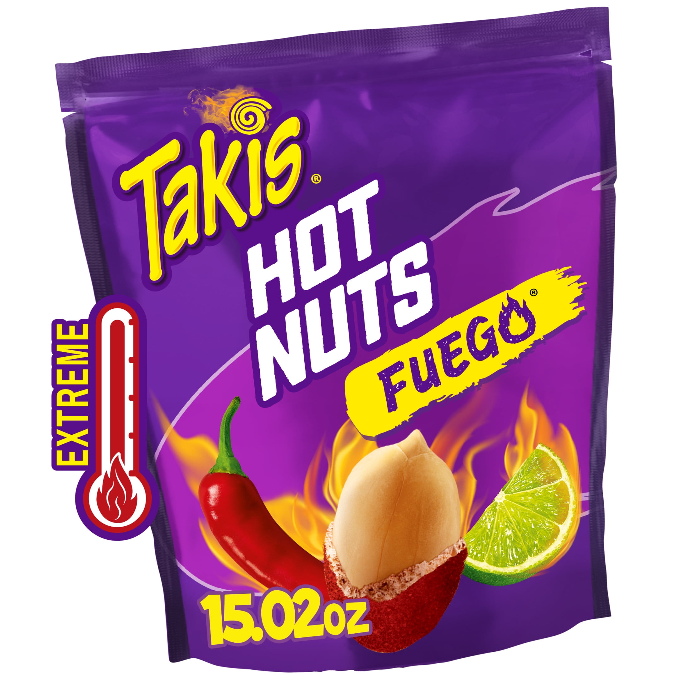 その他 Taki Takis Fuego Hot Nuts 15.02 oz Sharing Bag, Spicy Chili Lime