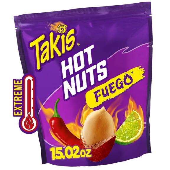 Takis Fuego Hot Nuts 15.02 oz Sharing Size Resealable Bag, Hot Chili Pepper & Lime Double-Crunch Peanuts