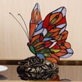 thumbnail image 2 of Bieye L10043 Butterfly Tiffany Style Stained Glass Accent Table Lamp (Multi-Colored F), 2 of 5