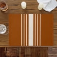 thumbnail image 2 of Placemats for Dinning Table Set of 8, Burnt Orange Beige Striped Modern Farmhouse Retro Lines Burlap Kitchen Place Mats Waterproof Cloth Table Mats, Indoor Outdoor Placemats Easy Clean Dinner Decor, 2 of 8