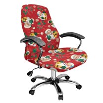 Renewold Vintage Christmas Office Chair Cover Santa Claus Red Decorative Rotating Chair Slipcover Stretch Soft Chair Protector Cover for Desk Computer Chair for Christmas Decor, S