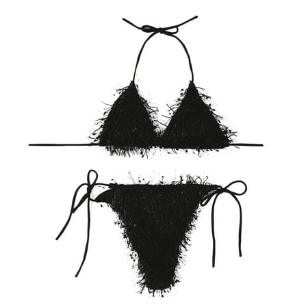 

VKEKIEO Two-Piece Sets Swimsuit Sport Bra Style Lift Black M