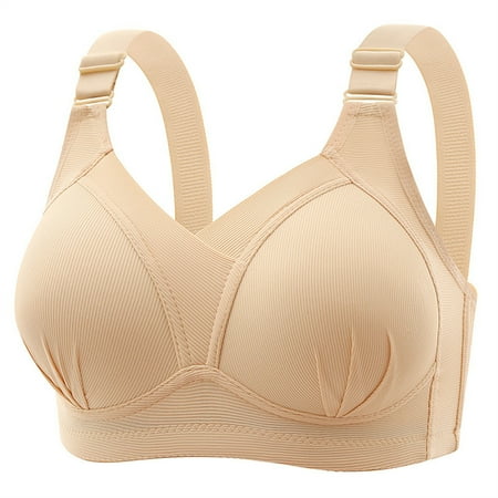 LLYWEY Wireless Bras Discounts Padded Bras Ladies Bralette Bra Style-1123 Women Convertible Bra Feature Adult Female Everyday Sports Bras Beige 40B