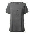 thumbnail image 3 of Hauts d'Été pour Femmes 2023 Mode Femmes T-Shirt Imprimé Col Rond Manches Courtes Tee Décontracté Blouse, 3 of 4