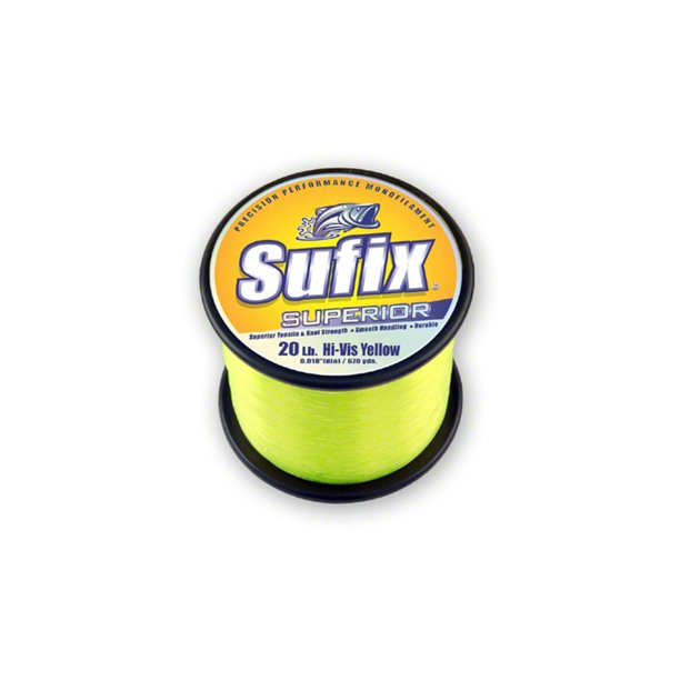 Sufix 638110 Superior Monofilament Line 10 lb 1495 Yards HiVis Yellow