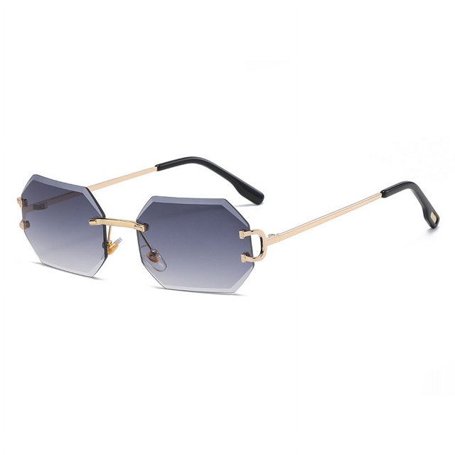 Gafas de sol octogonales sin marco, gafas de sol de moda, nuevas gafas de sol de marea para disparar en calles europeas y americanas para mujer