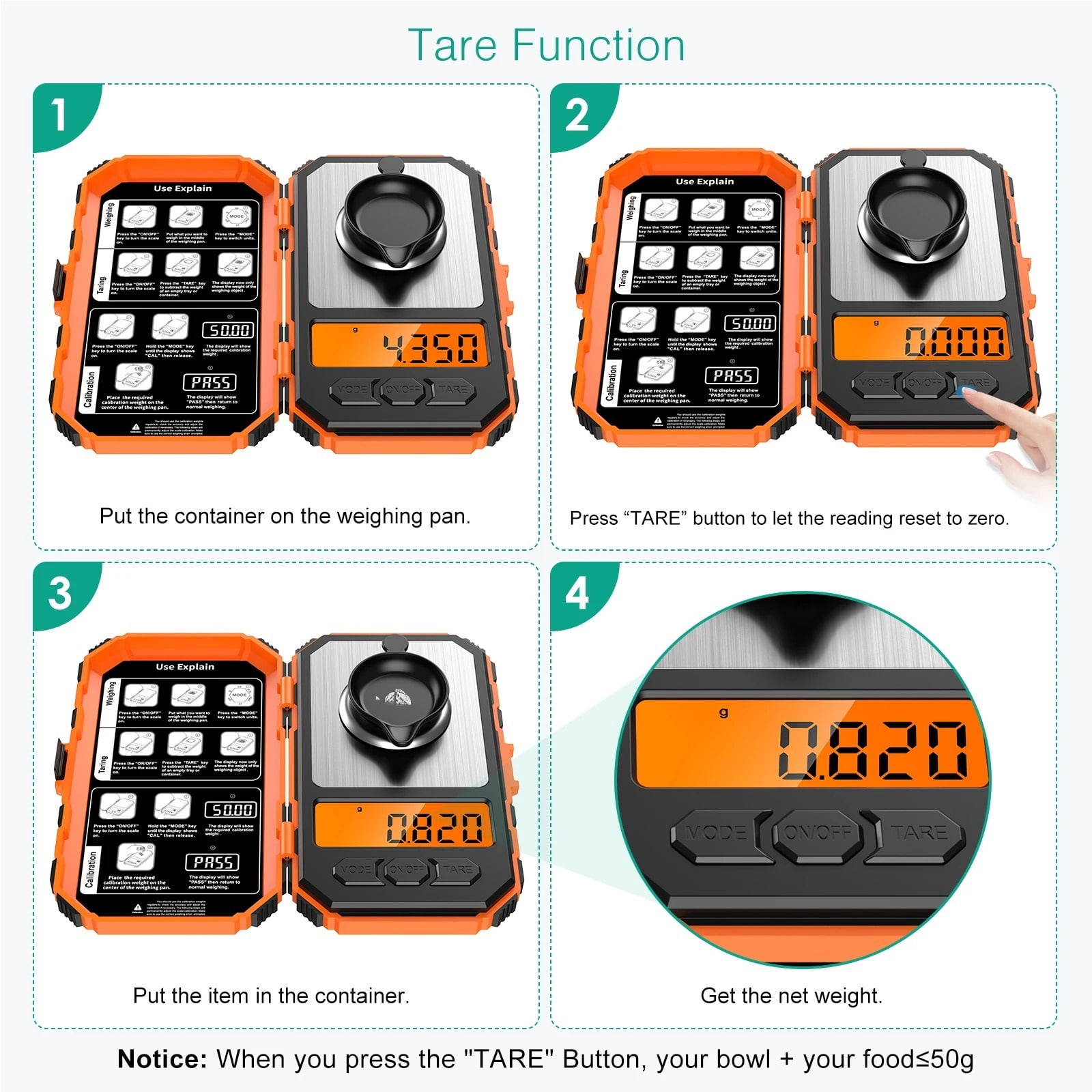 50g Mini Digital Scale 0.001g High Precision Scales Pocket Electronic Balance Professional Milligram Weighing For Jewelry Gold
