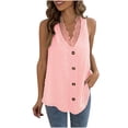 thumbnail image 2 of Idoravan Tank Tops for Women Women's Sleeveless Solid Color Sexy V-neck Lace Casual Fashion Loose Tank Top, 2 of 5