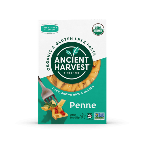 Ancient Harvest Organic Gluten-Free Penne Pasta, Corn, Brown Rice & Quinoa, 9.6 oz Resealable Bag