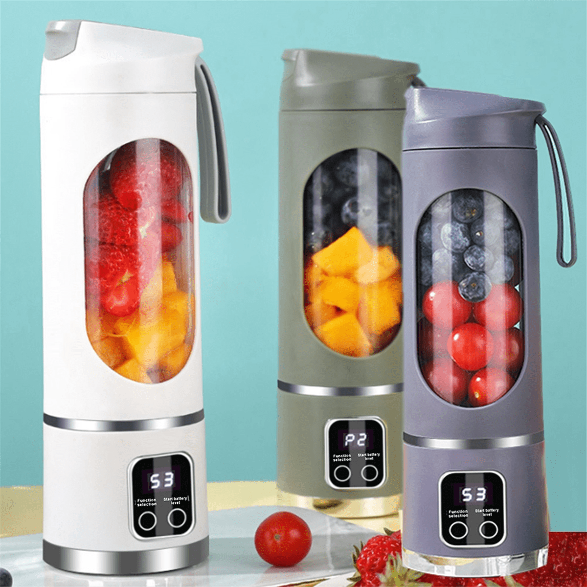 USB Rechargeable Portable Blender 8 Blade Mini Ice Crusher with Digital Display 3 Modes Portable Blender White