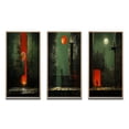 thumbnail image 2 of Designart "Urban Solitude under the Full Moon III" Modern Geometric Framed Wall Art Set Of 3 - Green Abstract Geometric Frame Canvas Set For Living Room Decor, 2 of 6