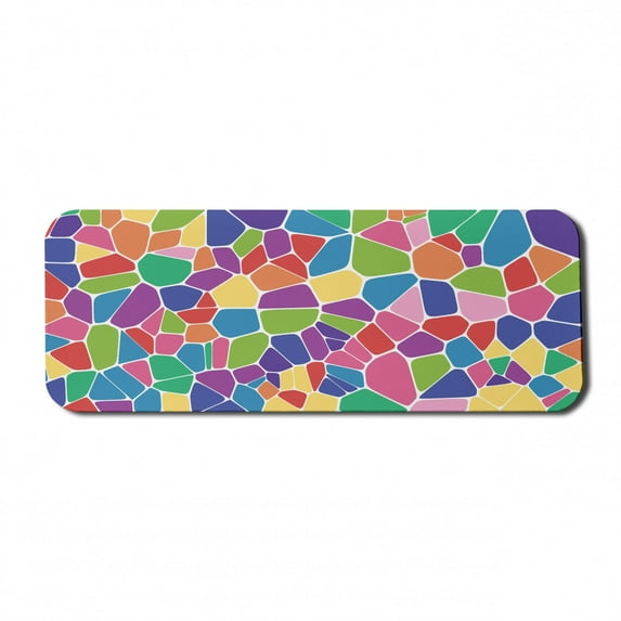 Mosaic Computer Mouse Pad, Repetitive Irregular Colorful Cells Cheerful Abstract Pattern Rainbow Tones, Rectangle Non-Slip Rubber Mousepad Large, 31" x 12" Gaming Size, Multicolor, by Ambesonne