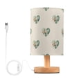 thumbnail image 2 of Lamp Printed Gifts Table Lamp USB Bedside Desk Nightstand Lamp Wood Base for Bedroom Living Room Office Desk College Dorm Emerald Green Hearts Pattern, 2 of 7