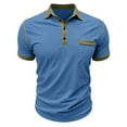 thumbnail image 5 of Qwertyu Men's Short Sleeve Polo Shirts Casual Lightweight Collared Button T-Shirt Classic Short Sleeve Golf Shirt with Pockets Blue 2XL, 5 of 7
