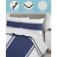 thumbnail image 4 of Quilts Twin Size Bedding Set, Blue Solid Color Texture Lightweight Quilted Comforter, Simple Blue Pattern Soft Reversible Bedspread Coverlet with Pillow Covers for All Season, 68" x 86", 4 of 7