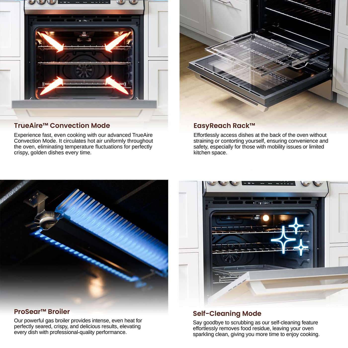 Rangaire RRG303GS 30" Glass Touch Gas Range Oven - Stainless Steel, Sealed Burners, True Convection, Self Cleaning, Easy Reach Racks