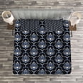 thumbnail image 3 of Ambesonne Dark Blue Quilted Bedspread Set 3 Pcs, Vintage Royal Damask, Queen Size, Pale Blue Dark Blue, 3 of 3