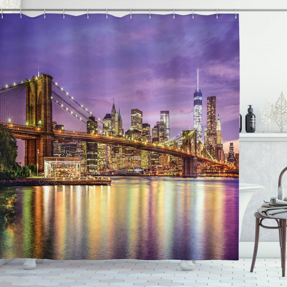 New York Shower Curtain, NYC Exquisite Skyline Manhattan Broadway Old ...