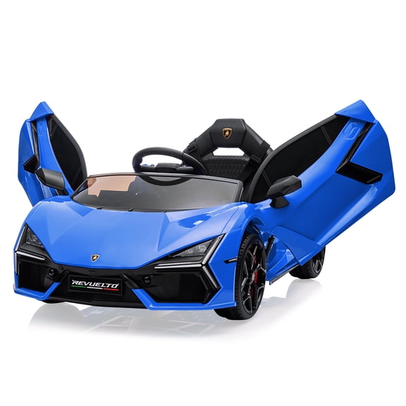 12V Licensed Lamborghini Revuelto Kids Ride On Car – Battery Powered Electric Sports Toy, Dual 25W Motors, Remote Control, Spring Suspension, Headlights, wireless, Music, for Ages 3  - Blue