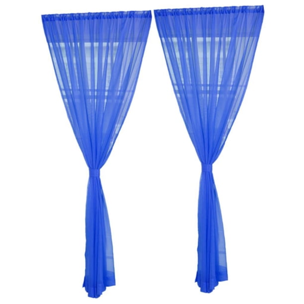 Injueey Cortina de cocina de 2 paneles Cortina de gasa transparente para puerta y ventana Azul cielo - 200x270cm Decoración del hogar Azul profundo 100 x 200 cm 2 piezas