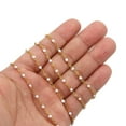 thumbnail image 4 of Cadena de cable de acero inoxidable Uxcell de 2 m/6.6 pies, cadena de eslabones dorados con cuentas de esmalte satelital para hacer joyas, blanca, 4 of 5
