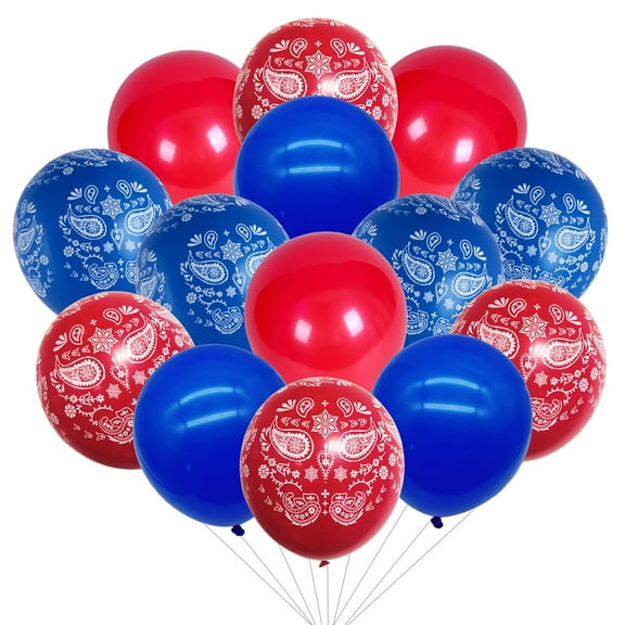 Western Cow Boy Balloon Blue Red Cowboy Bandana Latex Balloons Western Theme Supplies for Party Boys and Girls Baby Shower Cowboy Birthday Party Decorations