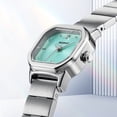 thumbnail image 4 of BERNY Small Silver Watches for Women, Dainty Minimalist Dress Watch with Square Dial, Vintage Stainless Steel Bracelet Watch, Waterproof, Ladies Luxury Gifts (Blue), 4 of 9