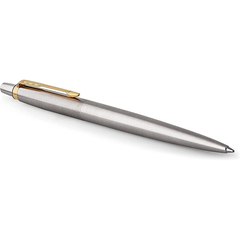 Parker Jotter Ballpoint Pen, Silver Gold Barrel, Medium Point 0.7