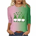thumbnail image 2 of Meichang T-Shirts Chanceux pour Femmes T-Shirts de la Saint-Patrick Manches 3/4 Hauts Graphiques Verts T-Shirts Décontractés Col Rond Trèfle Hauts de la Saint-Patrick pour Femmes en Liquidation, 2 of 5