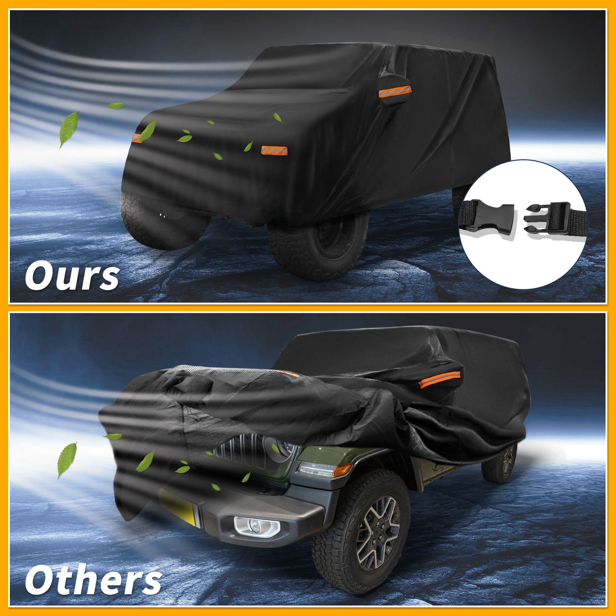 Unique Bargains Durable Waterproof Car Cover Black ["for Jeep Wrangler 4DR"]