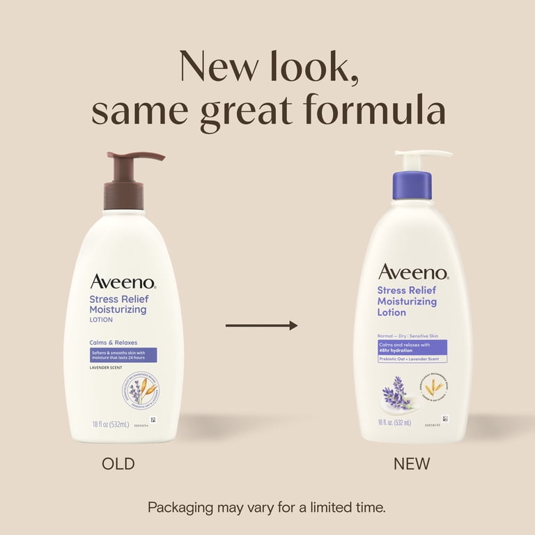 Aveeno Stress Relief Body Lotion, Lavender Scent, 18 Fl oz HSA/FSA