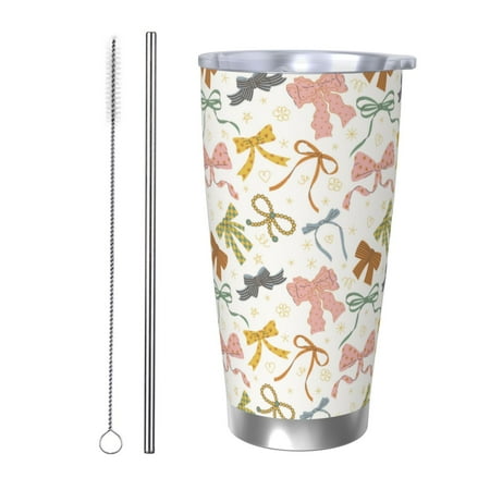 

Tideii Colorful Bow Knots1 for 20OZ Car Cup Stainless Steel Cold and Hot Cup with Lid Suitable for Outdoor and Home Unisex-Straw Two-piece Set