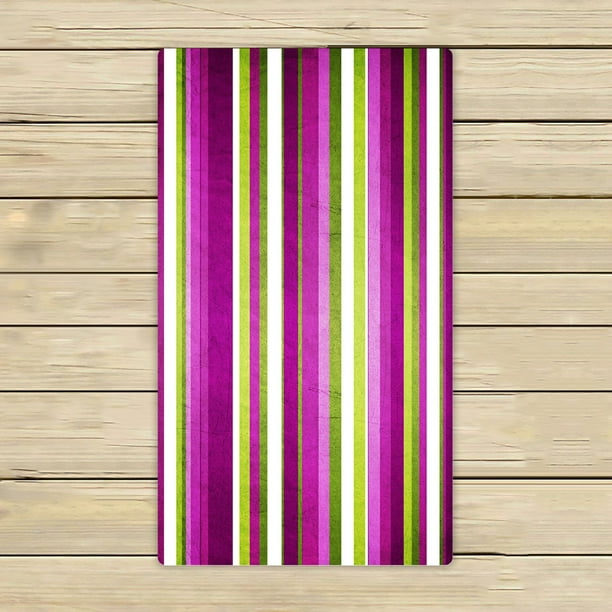 purple and green bath towels