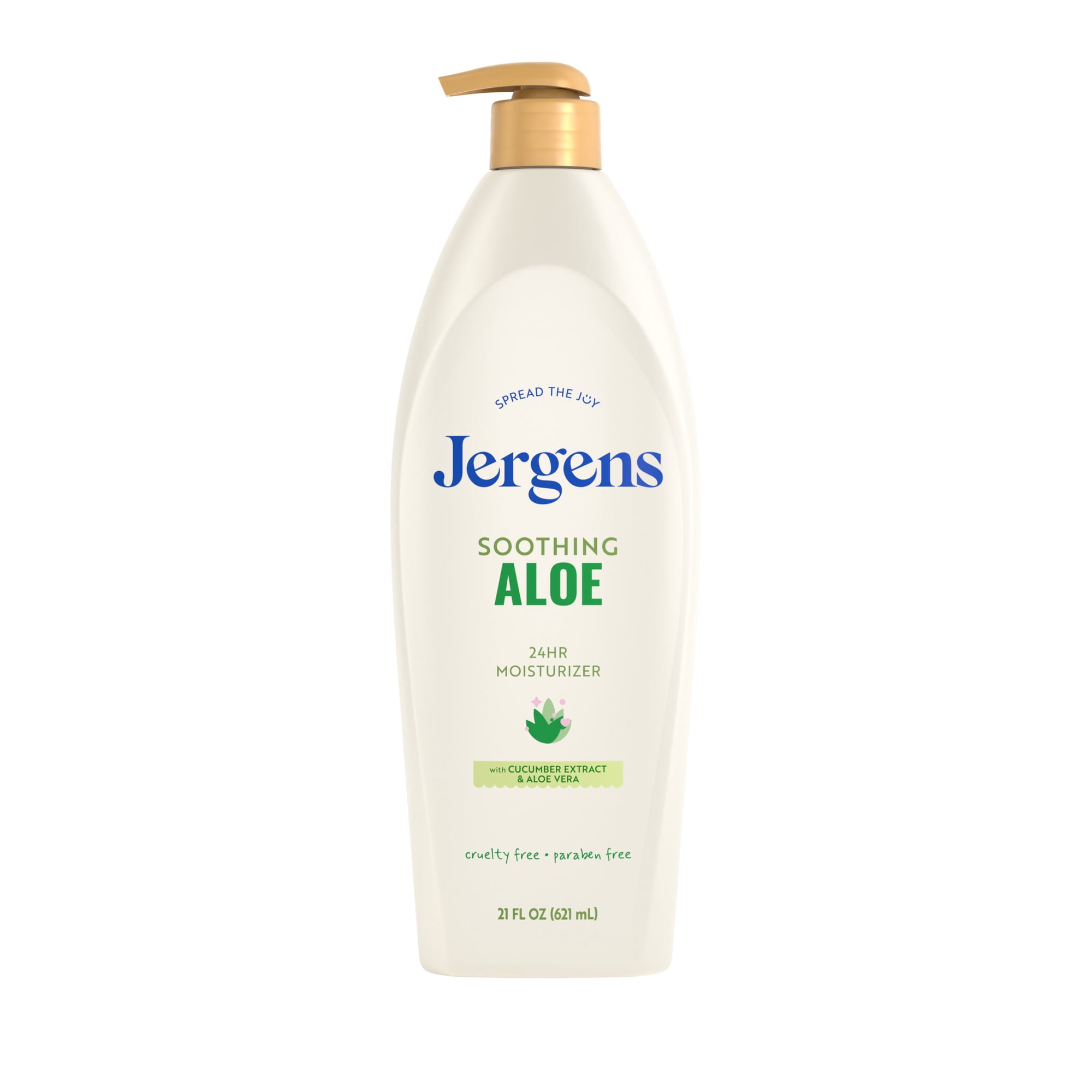 Jergens Soothing Aloe Vera Hand and Body Lotion, Dry Skin Moisturizer, Dermatologist Tested, 21 fl oz