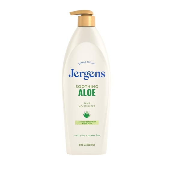 Jergens Soothing Aloe Vera Hand and Body Lotion, Dry Skin Moisturizer, Dermatologist Tested, 21 fl oz