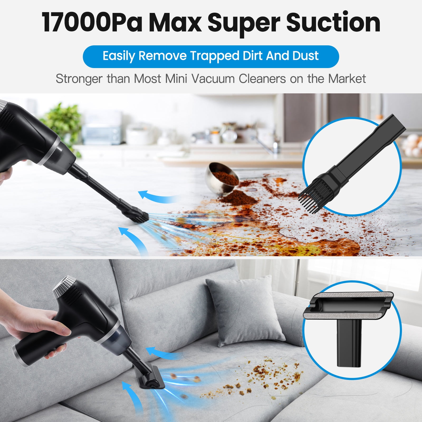 Air Duster & Vacuum Keyboard Cleaner 2 in 1, 78000RPM Electric Compressed Air Duster, Handheld Cordless Air Duster for Electronics Car Computer, 17000PA Suction Power, Replaces Air Can Blower