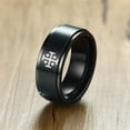 thumbnail image 3 of Jerusalem Crusaders Cross Templar Spinner Ring Men's Stainless Steel Greek Crosses Symbol of Christ's Command Rotatable Anxiety Relieve Ring Medieval Christian Jewelry for Protection, Silver, Size 12, 3 of 7