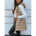 thumbnail image 2 of Fall Winter Women Sleeveless Long Vest Hooded Puffer Zipper Outwear Vest, 2 of 4